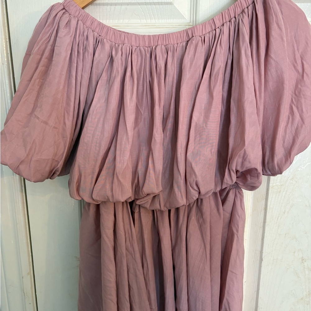 Bluivy Pink Puff Sleeve Ruched Blouse women’s size small. - Picture 2 of 7